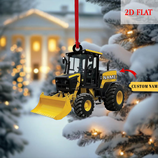 Personalized Wheel Loader Vehicles Equipment 2D Flat Acrylic Ornament, Toy Christmas 2025 Ornament, Backhoe Loader Vehicles Ornament