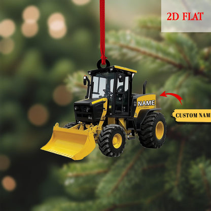 Personalized Wheel Loader Vehicles Equipment 2D Flat Acrylic Ornament, Toy Christmas 2025 Ornament, Backhoe Loader Vehicles Ornament