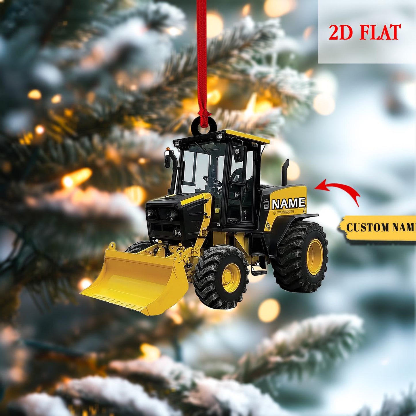 Personalized Wheel Loader Vehicles Equipment 2D Flat Acrylic Ornament, Toy Christmas 2025 Ornament, Backhoe Loader Vehicles Ornament