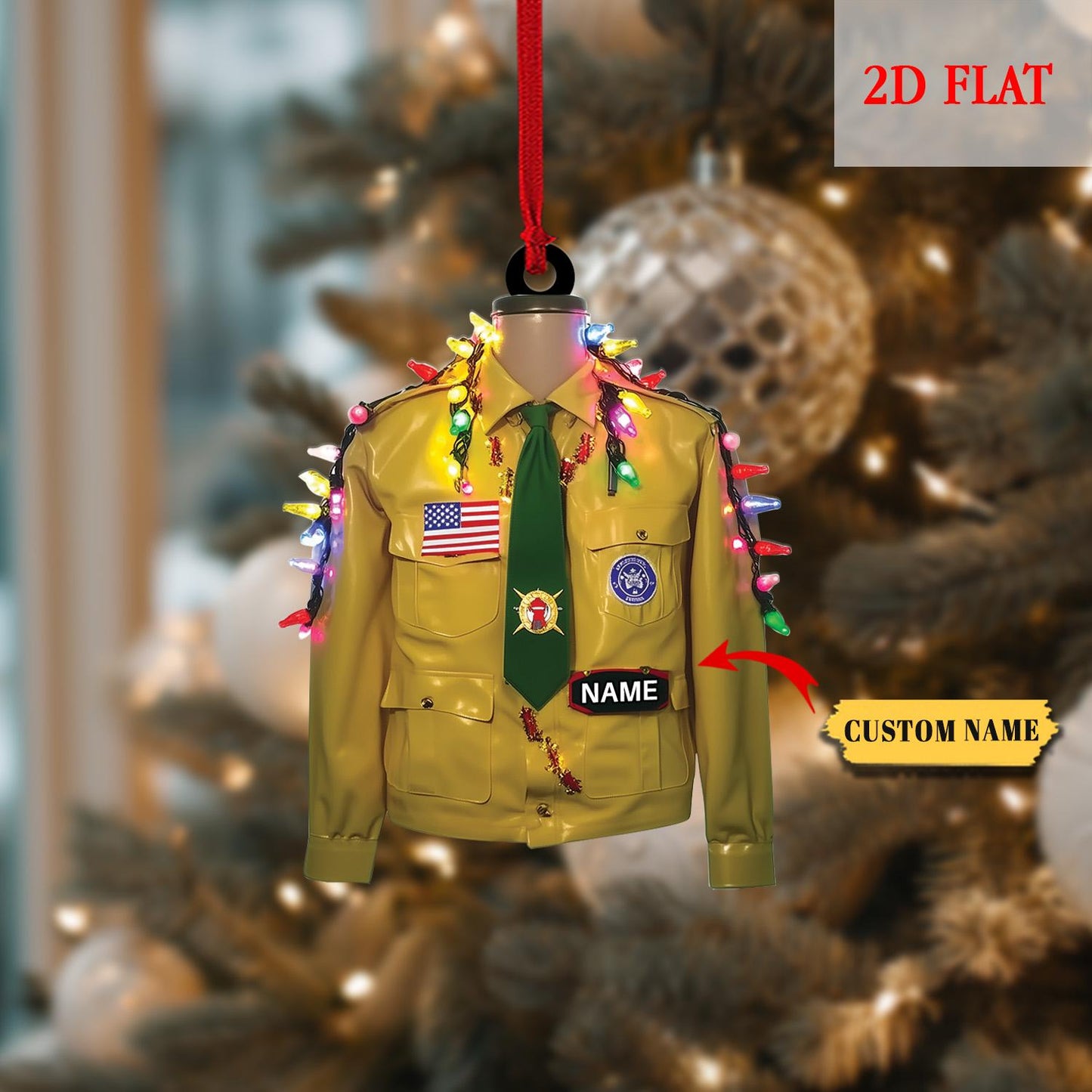 Personalized 2 Flatted Boy Scout Of America Uniform Christmas Ornament, Scout Shirt Keepsake, Holiday Gift for Scouts, Cub Scouts Gift