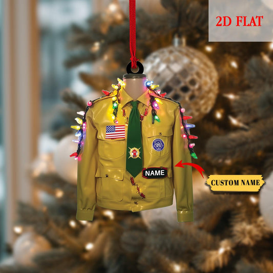 Personalized 2 Flatted Boy Scout Of America Uniform Christmas Ornament, Scout Shirt Keepsake, Holiday Gift for Scouts, Cub Scouts Gift