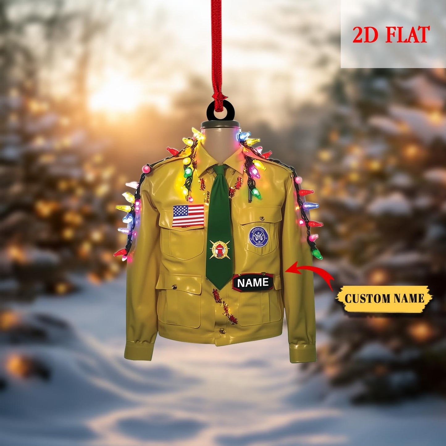 Personalized 2 Flatted Boy Scout Of America Uniform Christmas Ornament, Scout Shirt Keepsake, Holiday Gift for Scouts, Cub Scouts Gift