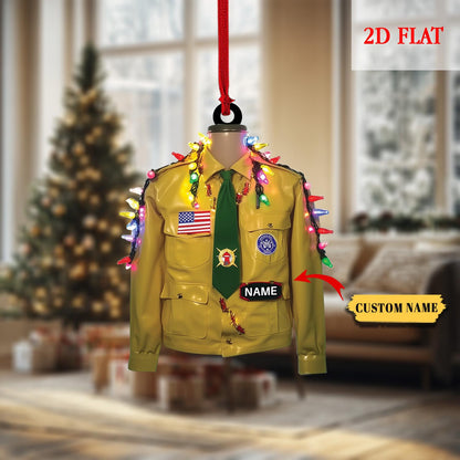 Personalized 2 Flatted Boy Scout Of America Uniform Christmas Ornament, Scout Shirt Keepsake, Holiday Gift for Scouts, Cub Scouts Gift