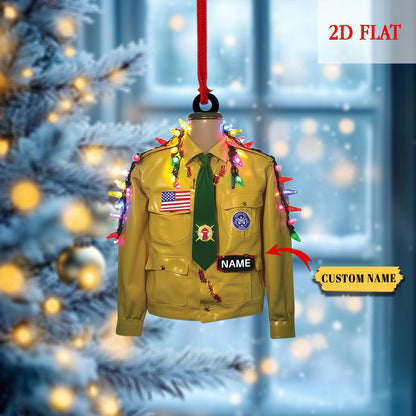 Personalized 2 Flatted Boy Scout Of America Uniform Christmas Ornament, Scout Shirt Keepsake, Holiday Gift for Scouts, Cub Scouts Gift