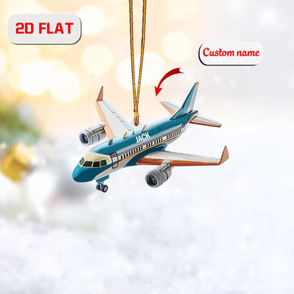 Custom Airplane Ornament, Personalized Pilot Christmas Decoration, Unique Aviation Holiday Gift, Custom Name Flight Attendant Ornament