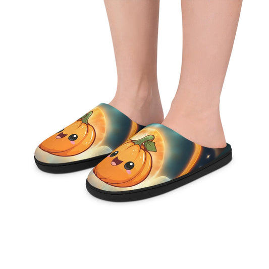 Women Slippers Orange Happy Pumpkin Cozy House Shoes Halloween Slippers Indoor HouseShoes Cute Pumpkin Slippers Bright Fun Footwear