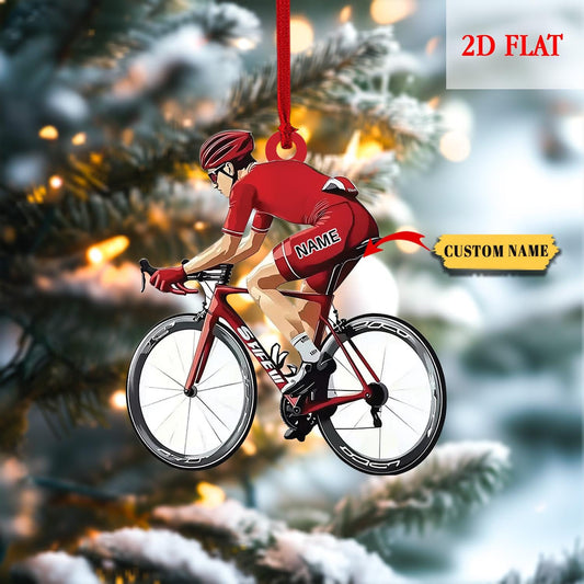Personalized Mountain Biking Boys Christmas Ornament, Mountain Bike 2D Flat Acrylic Ornament, Christmas Bicycle Tree Decor, Gifts For Biker