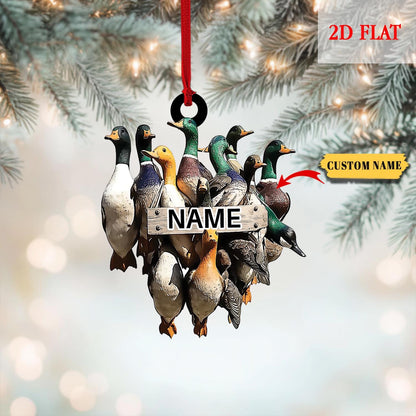 Personalized Duck Hunting 2D Flat Acrylic Christmas Ornament, Hunter Waterfowl Outdoor Ornament, Gift for Hunters, Hunting Christmas Decor