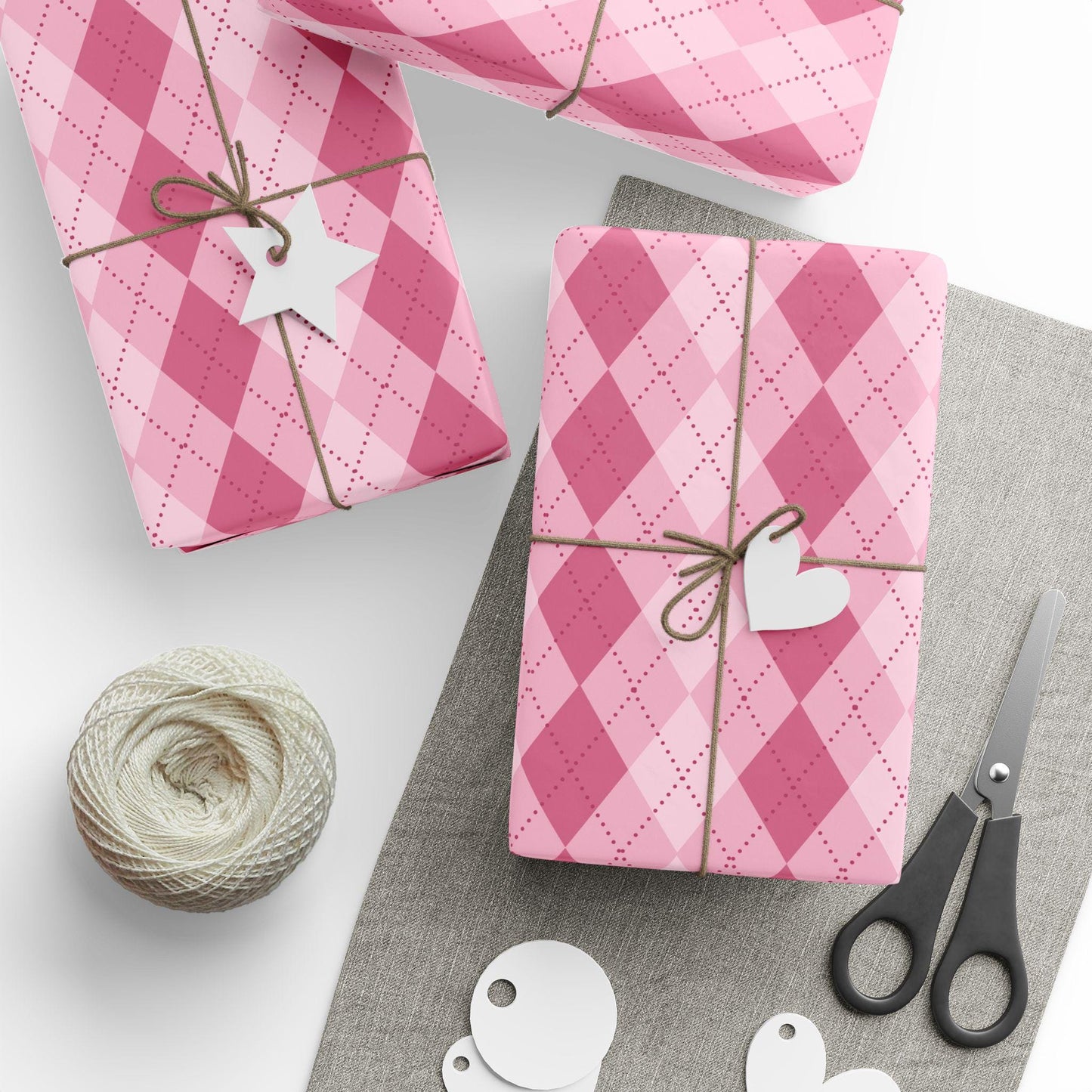 Pink Argyle Wrapping Paper: Preppy Girly Gift Wrap