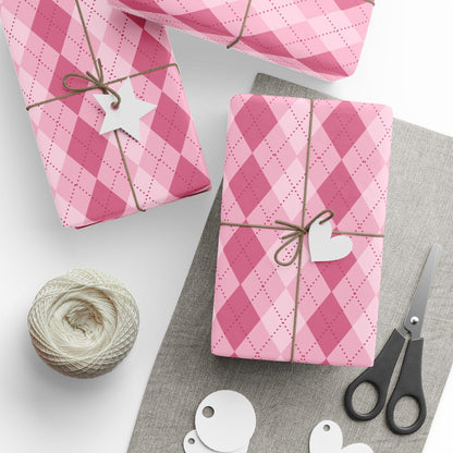 Pink Argyle Wrapping Paper: Preppy Girly Gift Wrap