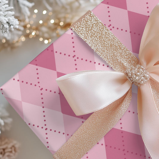 Pink Argyle Wrapping Paper: Preppy Girly Gift Wrap