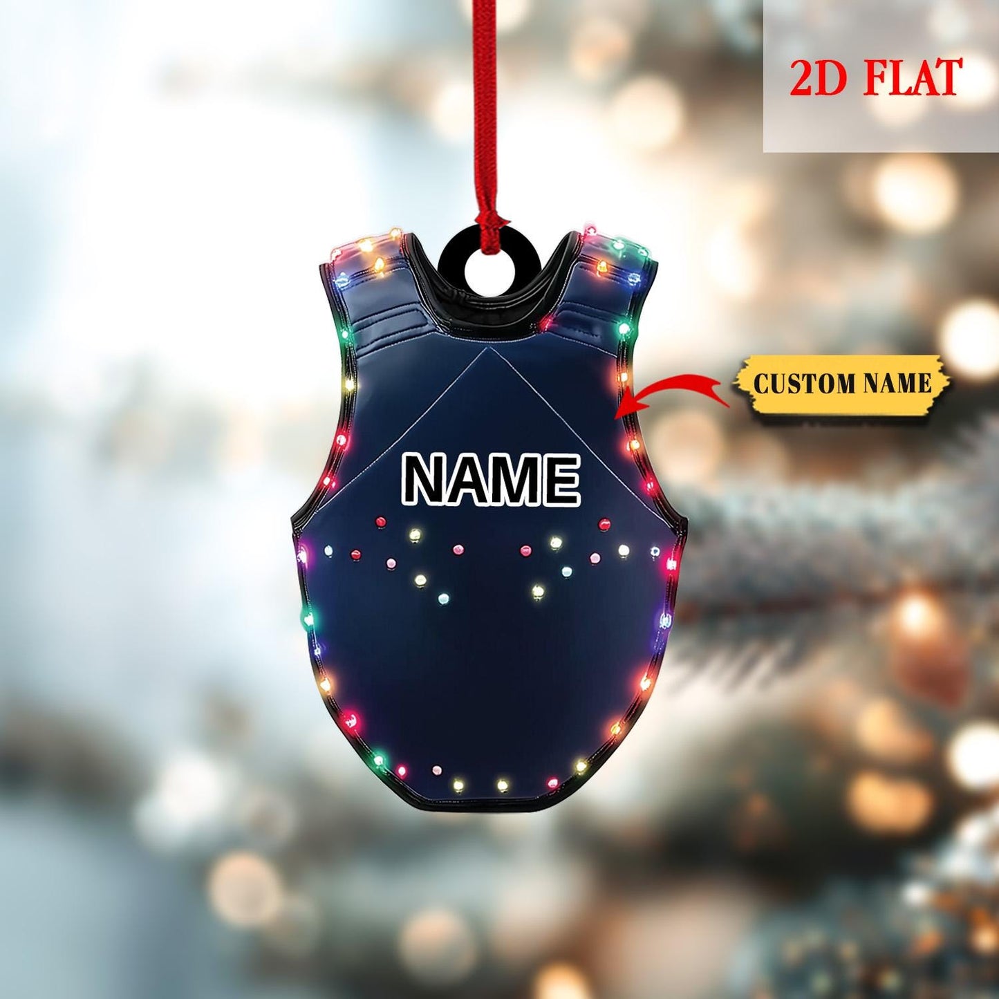 Personalized Taekwondo 2D Flat Ornament, Taekwondo Sparring Gear Christmas Ornament, Gift for Taekwondo Lover, Taekwondo Gear Ornament