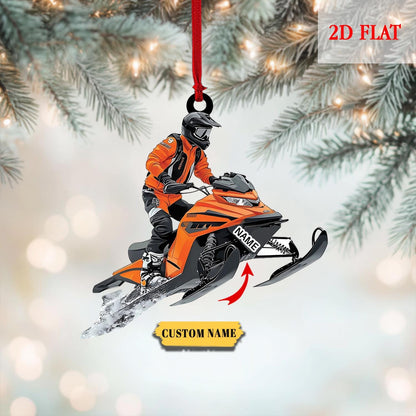Custom Name Snowmobile Christmas 2D Flat Acrylic Ornament, Snow Mobile Rider Ornament, Snowmobile 2025 Ornament, Outdoor Sport Ornament