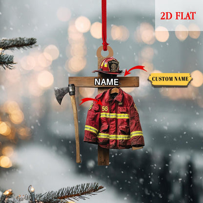Personalized Firefighter 2D Flat Acrylic Ornament, Fire Hero Uniform,Firefighter Christmas Gift, Firefighter Gear Keepsake, Gift For Fireman