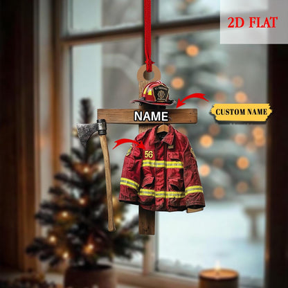 Personalized Firefighter 2D Flat Acrylic Ornament, Fire Hero Uniform,Firefighter Christmas Gift, Firefighter Gear Keepsake, Gift For Fireman