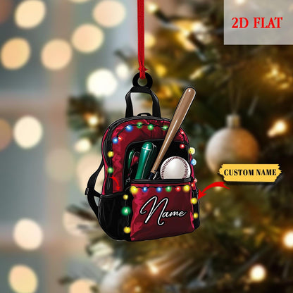 Personalized Baseball Bag 2D Flat Acrylic Ornament, Baseball Player Gear Ornament, Baseball Custom Name Keepsake, Baseball Christmas Decor