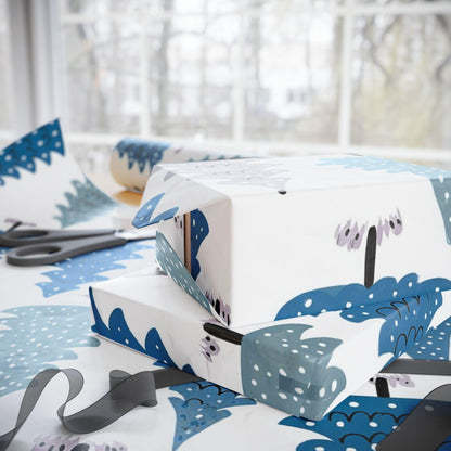 Blue Christmas Trees Wrapping Paper - Perfect for Baby Showers, Birthdays, Parties, Gift Wrap, and Celebrations,  Unique Gift Giving