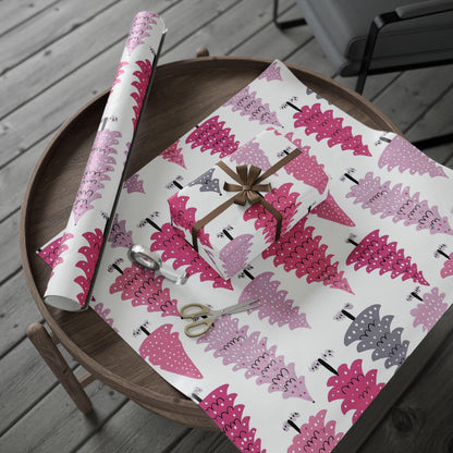Pink Christmas Trees Wrapping Paper - Perfect for Baby Showers, Birthdays, Parties, Gift Wrap, and Celebrations,  Unique Gift Giving