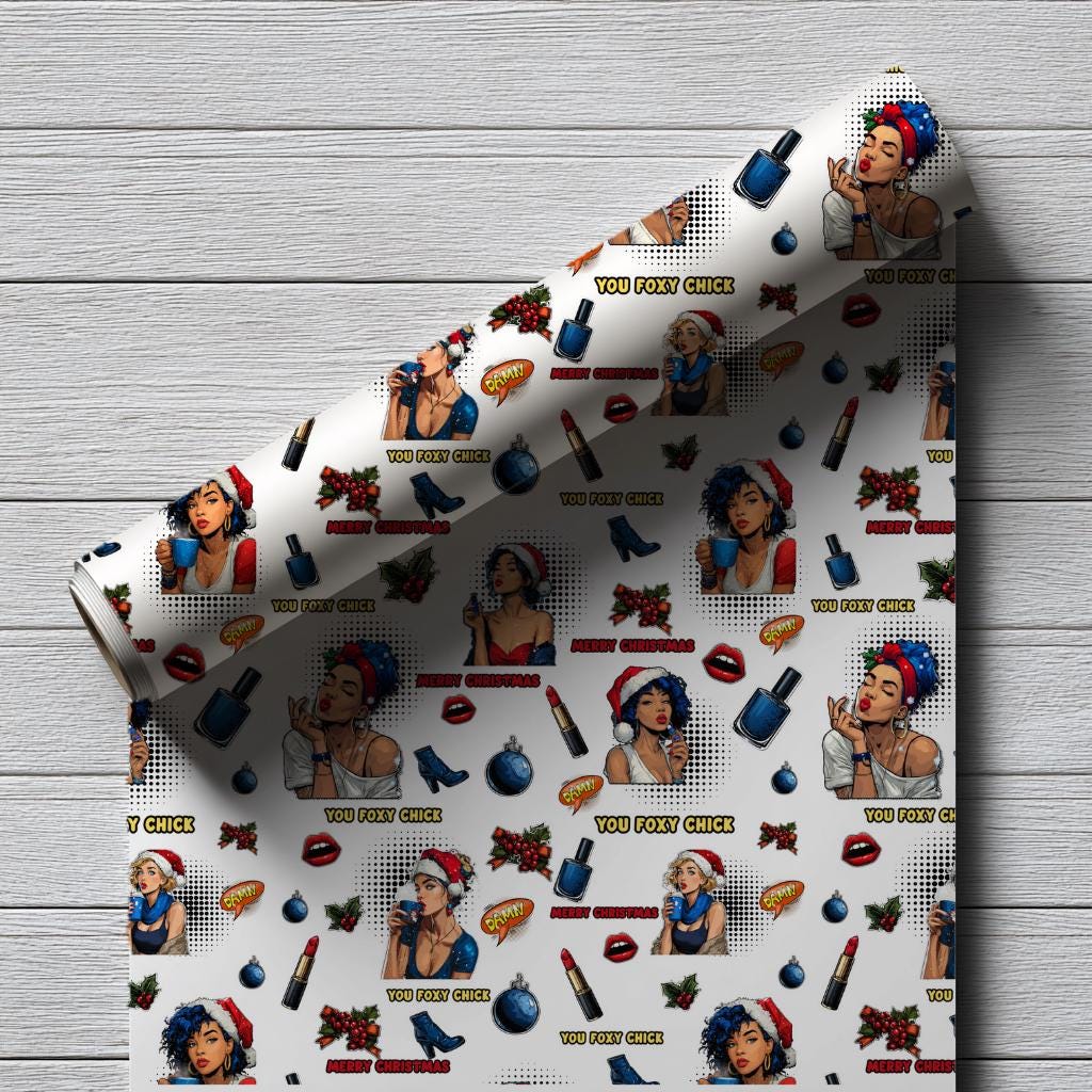 Female Pop Art Christmas Wrapping Paper - Perfect for Women gifting, Birthdays, Parties, Gift Wrap, and Celebrations, Unique Gift Giving