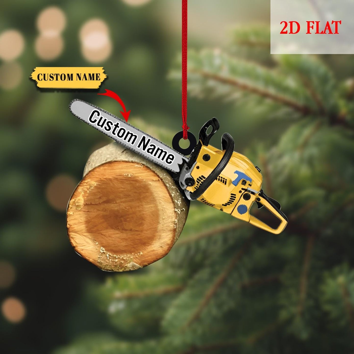 Personalized Arborist Chainsaw 2D Flat Acrylic Ornament, Gift for Arborist, Tree Trimmer Cutter Decor, Unique Handyman Holiday Gift for Men