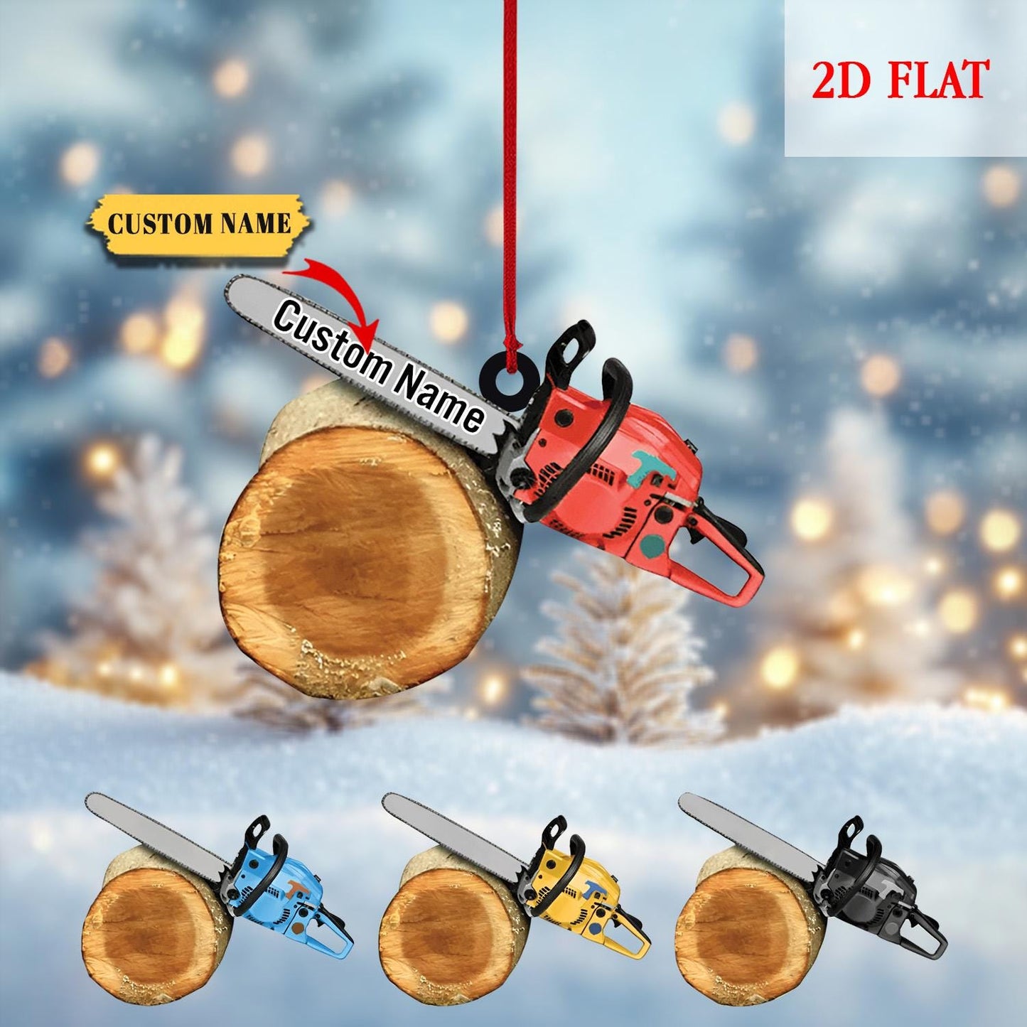 Personalized Arborist Chainsaw 2D Flat Acrylic Ornament, Gift for Arborist, Tree Trimmer Cutter Decor, Unique Handyman Holiday Gift for Men