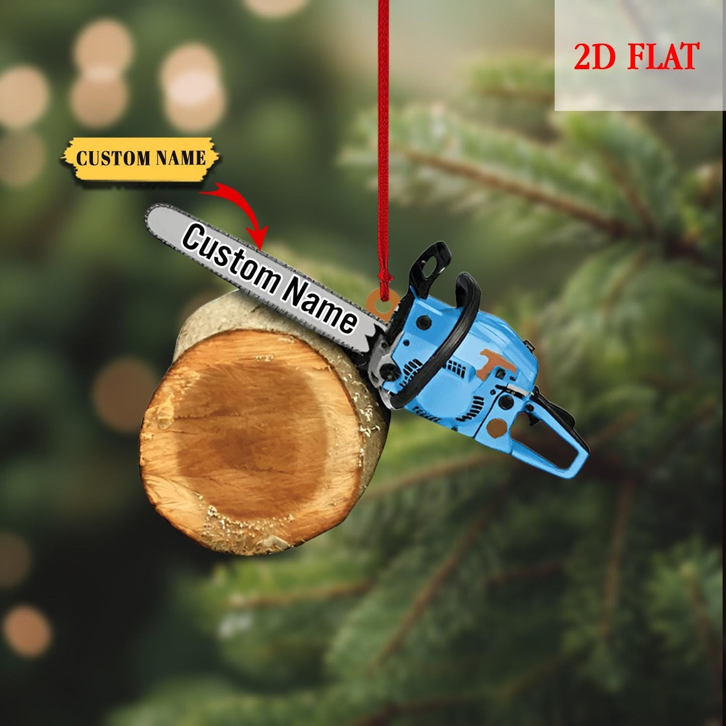 Personalized Arborist Chainsaw 2D Flat Acrylic Ornament, Gift for Arborist, Tree Trimmer Cutter Decor, Unique Handyman Holiday Gift for Men