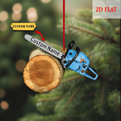 Personalized Arborist Chainsaw 2D Flat Acrylic Ornament, Gift for Arborist, Tree Trimmer Cutter Decor, Unique Handyman Holiday Gift for Men