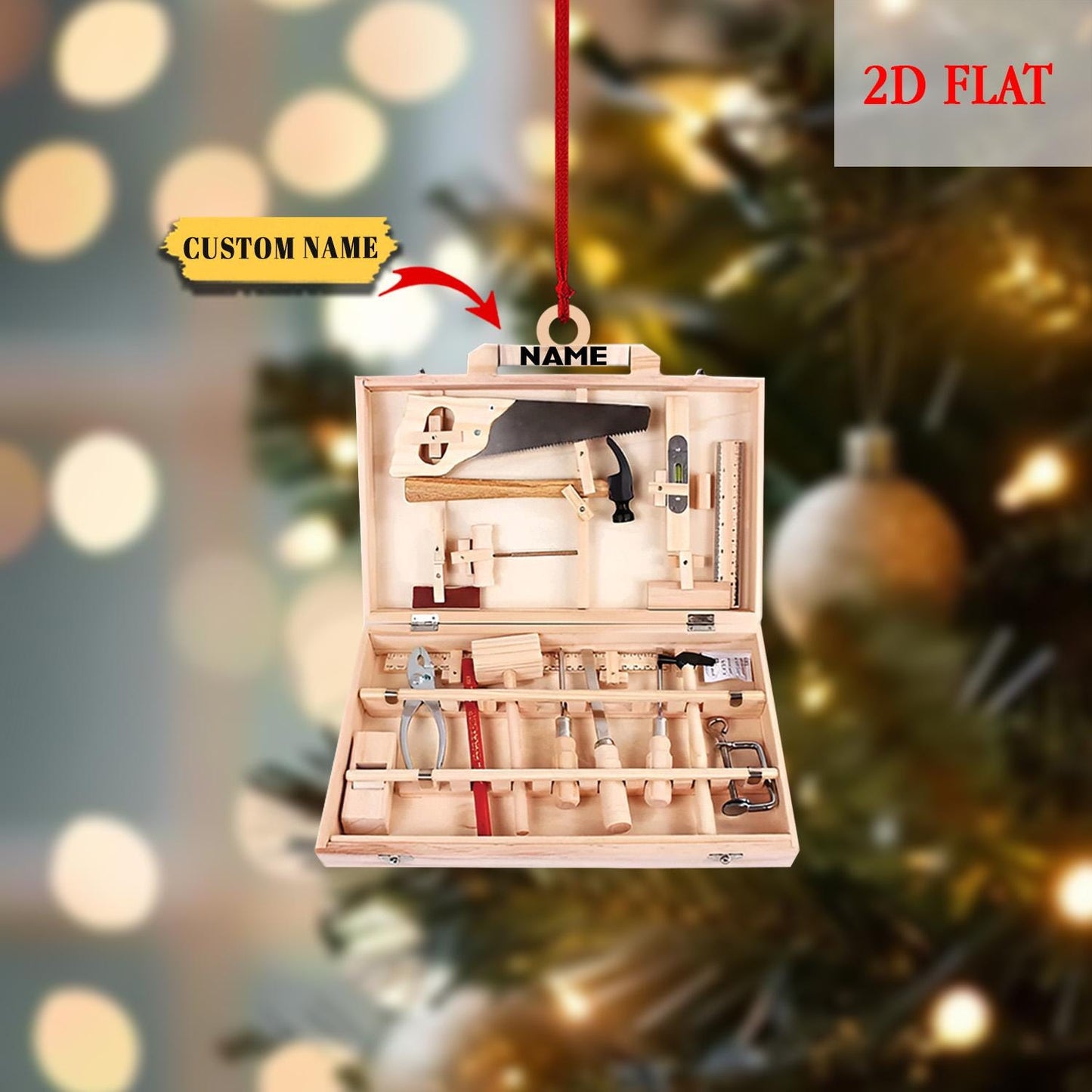 Personalized Carpenter Tool Box Ornament, Woodworking Christmas Decoration, Toolbox Ornament, Carpenter Ornament, Construction Gift Ideas
