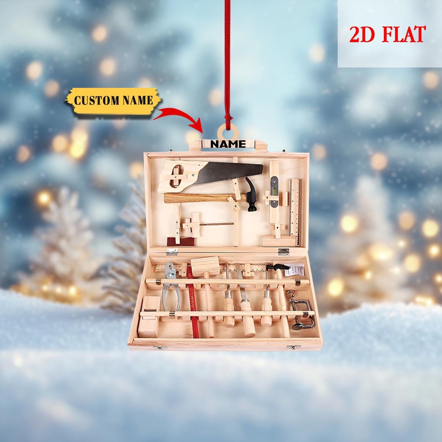 Personalized Carpenter Tool Box Ornament, Woodworking Christmas Decoration, Toolbox Ornament, Carpenter Ornament, Construction Gift Ideas