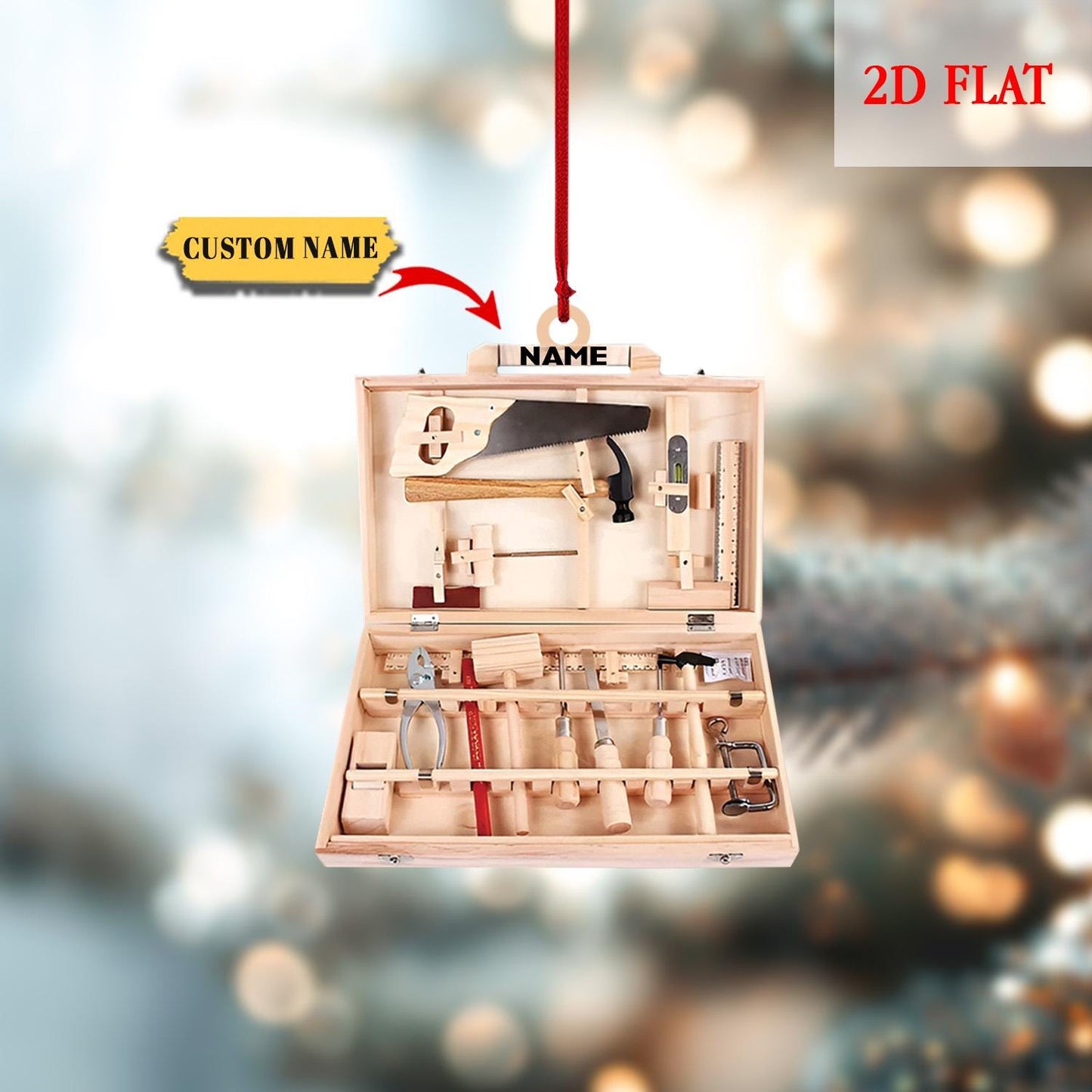 Personalized Carpenter Tool Box Ornament, Woodworking Christmas Decoration, Toolbox Ornament, Carpenter Ornament, Construction Gift Ideas