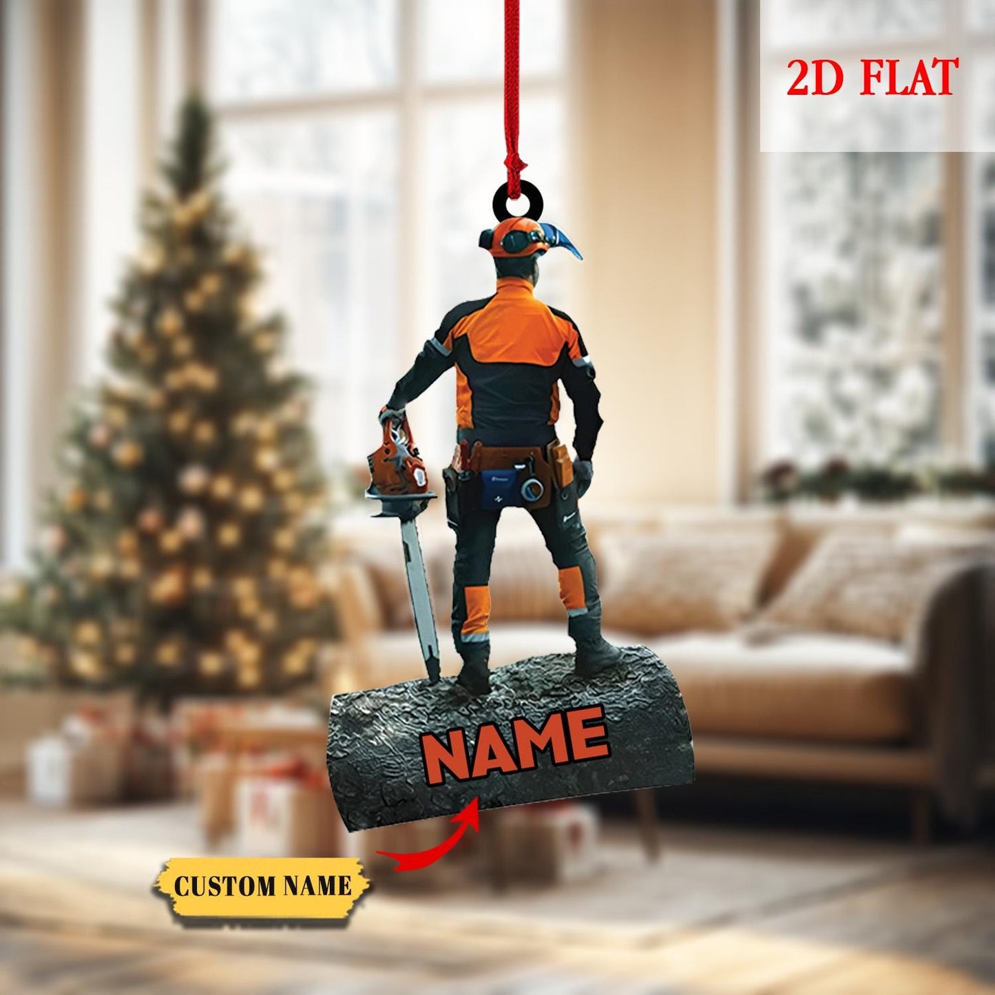 Personalized Arborist Christmas Ornament, Logger Hanging Ornament, Tree Trimmer Cutter Decor, Unique Handyman Holiday Gift for Men