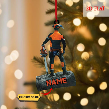 Personalized Arborist Christmas Ornament, Logger Hanging Ornament, Tree Trimmer Cutter Decor, Unique Handyman Holiday Gift for Men