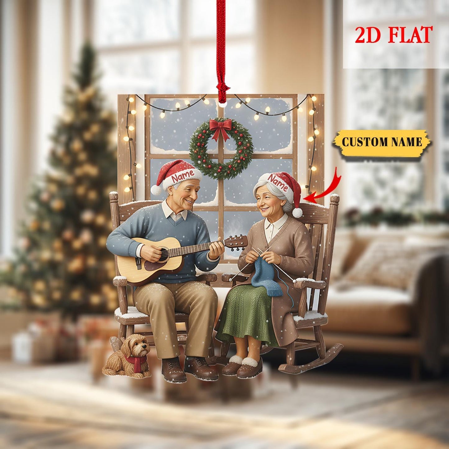 Personalized Growing Old Together 2D Flat Acrylic Home Decoration, Wedding Anniversary Christmas Ornament, 60th Anniversary Ornament Gift