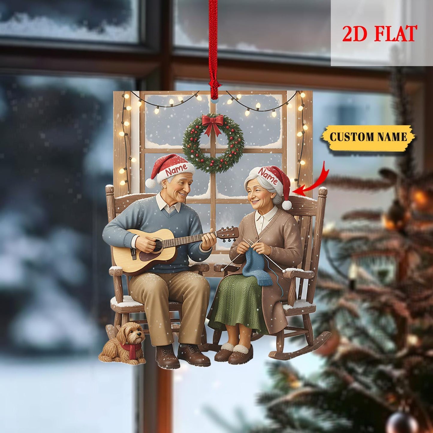 Personalized Growing Old Together 2D Flat Acrylic Home Decoration, Wedding Anniversary Christmas Ornament, 60th Anniversary Ornament Gift