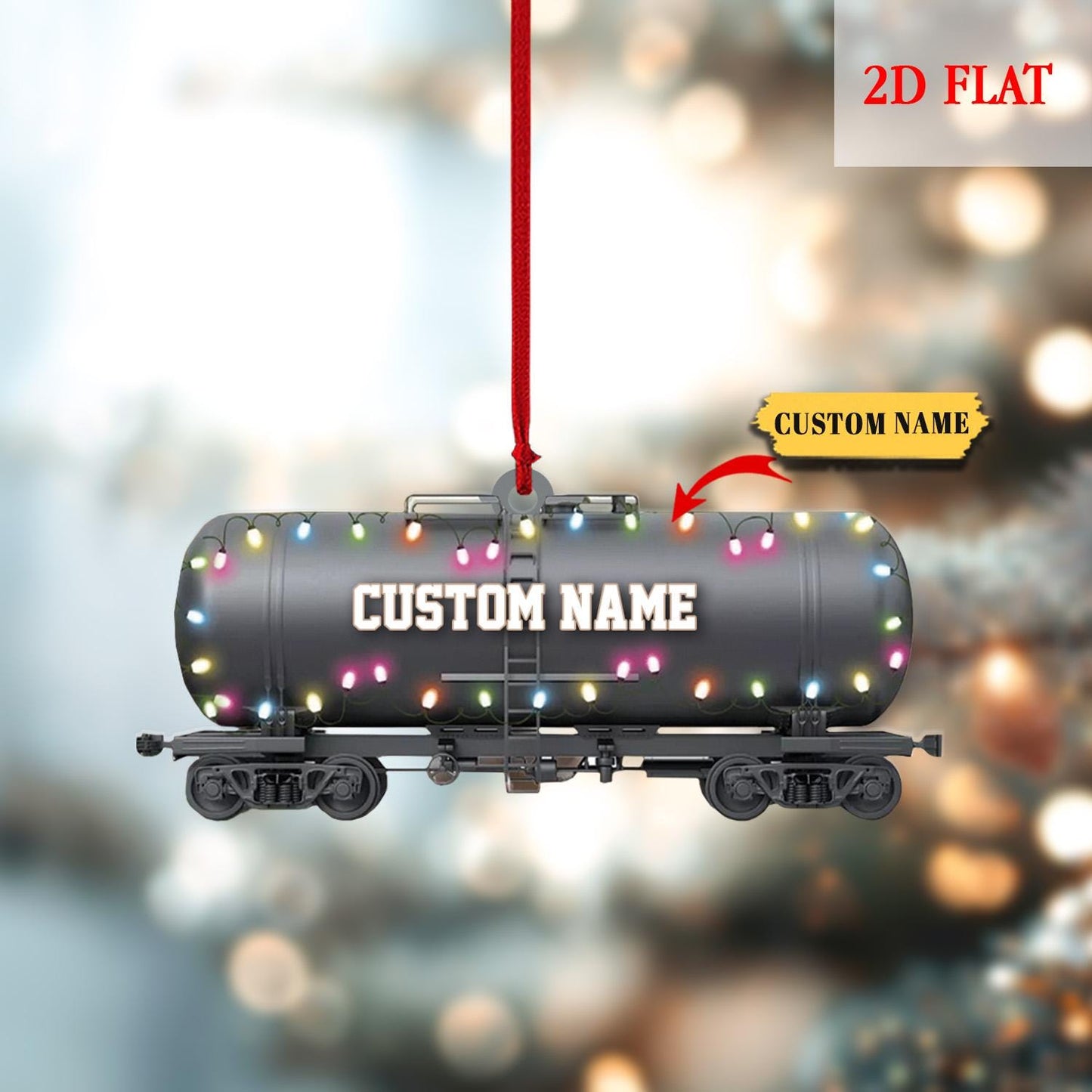 Personalized Oil Railway Cistern Ornament, Oil Railway Cistern Christmas Gift, Railroader Car Ornament, Locomotive Christmas Ornament