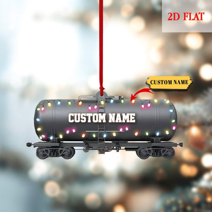 Personalized Oil Railway Cistern Ornament, Oil Railway Cistern Christmas Gift, Railroader Car Ornament, Locomotive Christmas Ornament
