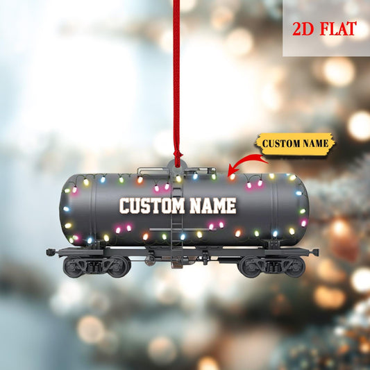 Personalized Oil Railway Cistern Ornament, Oil Railway Cistern Christmas Gift, Railroader Car Ornament, Locomotive Christmas Ornament