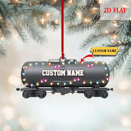 Personalized Oil Railway Cistern Ornament, Oil Railway Cistern Christmas Gift, Railroader Car Ornament, Locomotive Christmas Ornament