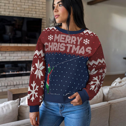 Funny Green Grinch Christmas Sweater for Men Women, Merry Christmas Holiday Sweatshirt, Cute Xmas Party Gift, Festive Winter Ugly Sweater