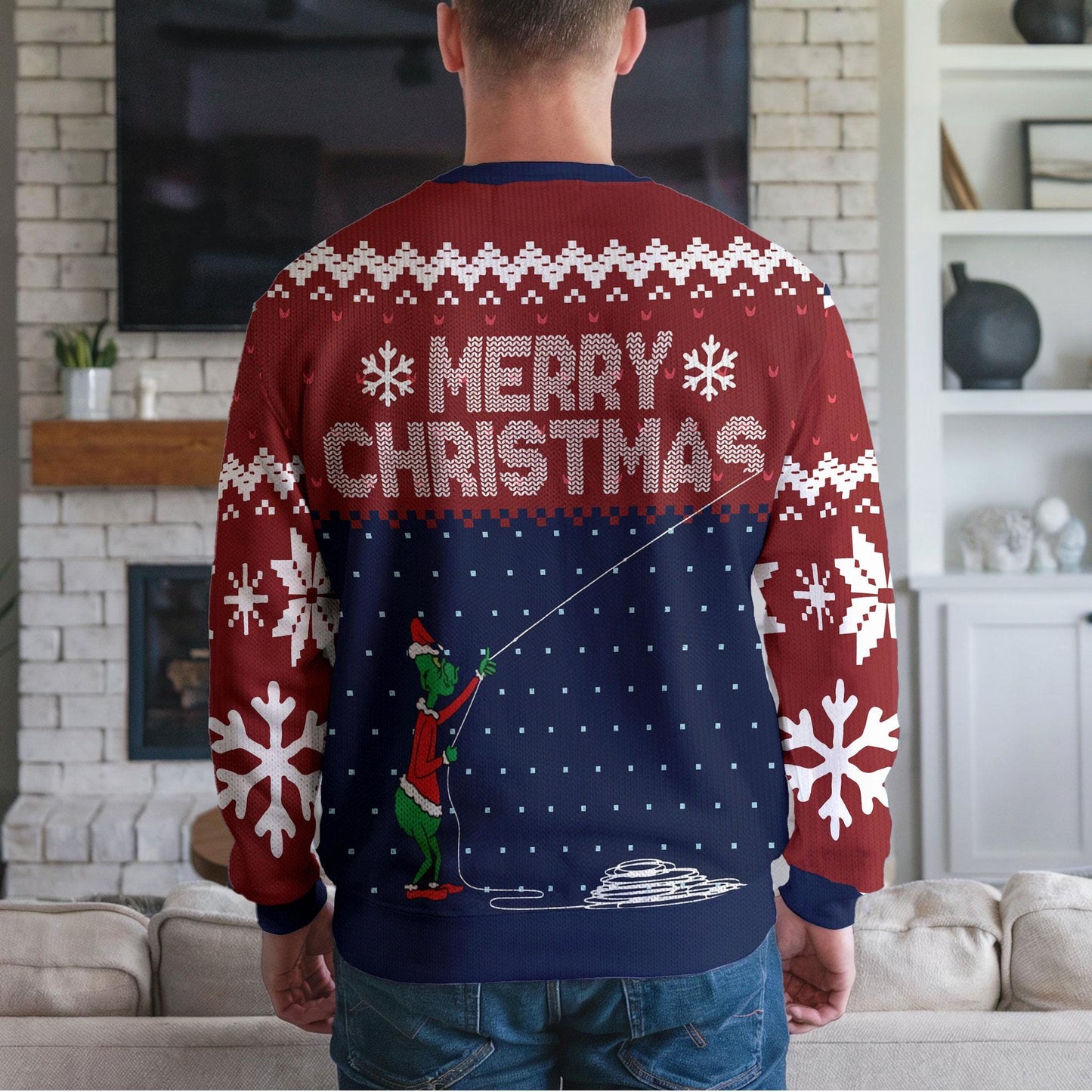 Funny Green Grinch Christmas Sweater for Men Women, Merry Christmas Holiday Sweatshirt, Cute Xmas Party Gift, Festive Winter Ugly Sweater