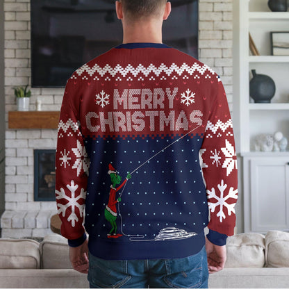 Funny Green Grinch Christmas Sweater for Men Women, Merry Christmas Holiday Sweatshirt, Cute Xmas Party Gift, Festive Winter Ugly Sweater