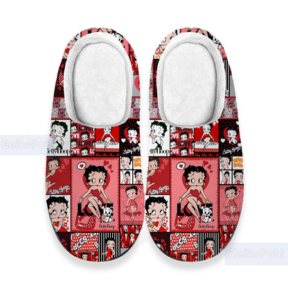 Betty Boop Cartoon 3D All Over Printed Slippers, Winter Slippers, Custom Rubber Slippers, Lightweight Rubber Sole, Cotton Slipper