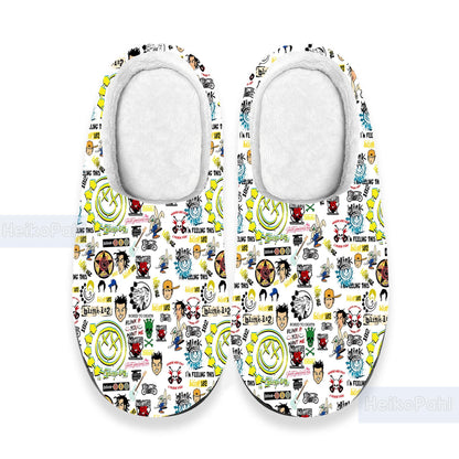 Blink-182 Music 3D All Over Printed Slipper, Winter Slipper, Lightweight Rubber Sole, Custom Rubber Slipper, Cotton Slipper, Music Gift