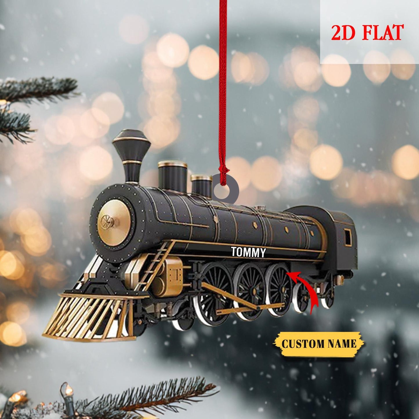 Personalized Locomotive 2D Flat Acrylic Ornament, Locomotive Ornament, Railway Train Holiday Ornament, Railroader Gift, Gift For Train Lover