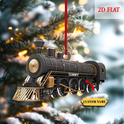 Personalized Locomotive 2D Flat Acrylic Ornament, Locomotive Ornament, Railway Train Holiday Ornament, Railroader Gift, Gift For Train Lover
