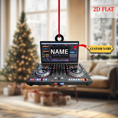 Personalized DJ Table 2D Flat Ornament, EDM Lover Ornament, Dj Turntable Ornament, Music Producer Gift, Gift For Dj, DJ Equipment Ornament