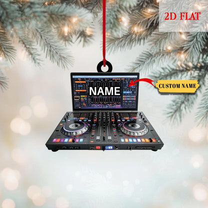 Personalized DJ Table 2D Flat Ornament, EDM Lover Ornament, Dj Turntable Ornament, Music Producer Gift, Gift For Dj, DJ Equipment Ornament