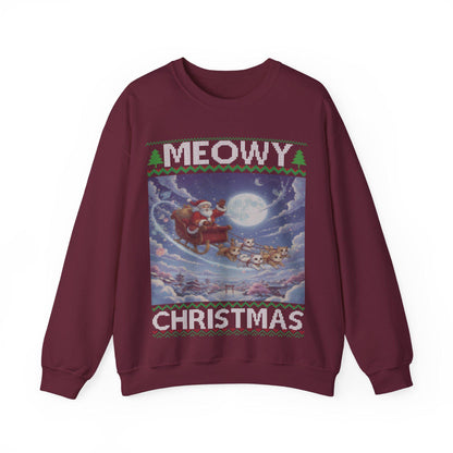 Cat Themed Ugly Christmas Sweatshirt 100% Cotton ; Japanese Anime Santa Kitty Meowy Christmas Kitten Shirt