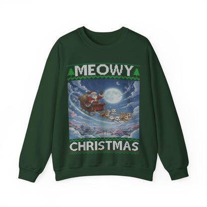 Cat Themed Ugly Christmas Sweatshirt 100% Cotton ; Japanese Anime Santa Kitty Meowy Christmas Kitten Shirt