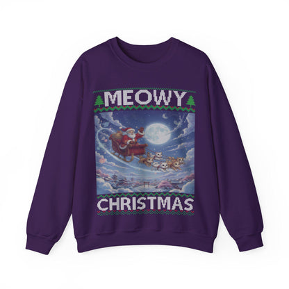 Cat Themed Ugly Christmas Sweatshirt 100% Cotton ; Japanese Anime Santa Kitty Meowy Christmas Kitten Shirt